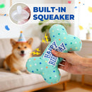 Dog Birthday Toys – Plush Squeaky Bone Toy for Small, Medium & Large Dogs