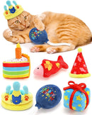 Plush Birthday Catnip Toys for Indoor Cats – 6-Piece Birthday-Themed Cat Toy Set