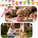 Monster Dog Birthday Toy for Gifts – Stuffed Pink Plush Dog Toy with Squeaker