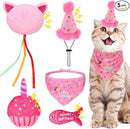 Cat Birthday Decorations Outfit – 5-Piece Catnip Toy & Birthday Party Set for Indoor Cats
