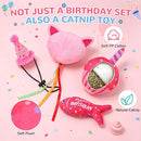 Cat Birthday Decorations Outfit – 5-Piece Catnip Toy & Birthday Party Set for Indoor Cats