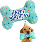 Dog Birthday Toys – Plush Squeaky Bone Toy for Small, Medium & Large Dogs