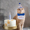 Cat Birthday Hat & Bandana Set – Blue Birthday Boy Kitten Party Outfit