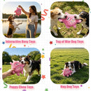 Monster Dog Birthday Toy for Gifts – Stuffed Pink Plush Dog Toy with Squeaker