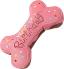 Style Dog Birthday Toy Gift – 10-Inch Pink Squeaky Bone Cake Plush Toy